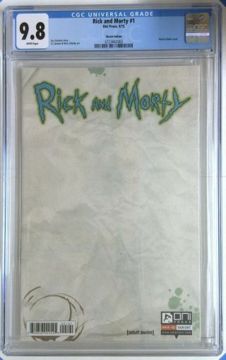 Rick And Morty 1 Blank Variant Cgc 9.  8