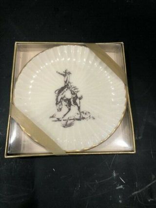 Lenox Special Made 4 In Rodeo Cowboy Plate Made For Otis Elevator Co 1977 Era