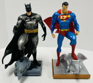 Dc Comics Set 2 Batman Mini Statue & Superman Mini Statue By Jim Lee