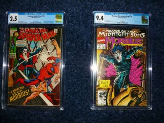 Spider - Man 101 Cgc 2.  5 And Morbius The Living Vampire 1 Cgc 9.  4
