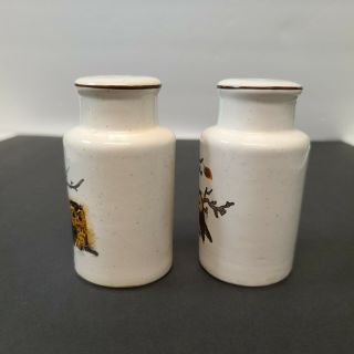 Vintage Enesco Ceramic Owl Salt and Pepper Shakers Korea 3