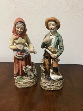 2 Home Interiors Homco Porcelain Farmer Old People Figurines 1417