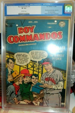 Boy Commandos Dc Comics 30 Cgc 8.  0 Pop 2 Bob Feller Cleveland Indians Kirby Cvr
