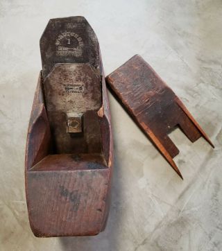 Antique W Butcher Sheffield Wood Coffin Plane Warranted Cast Steel No.  1