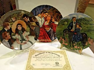 Gone With The Wind Scarlett O’hara Knowles 8.  5” Collector 3 Plates Howard Rogers