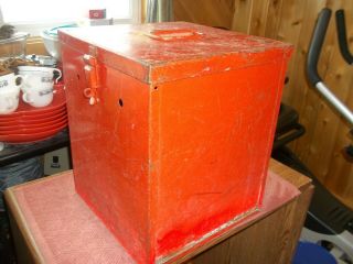 Vintage Industrial Red Metal Storage Box/bin Large Size