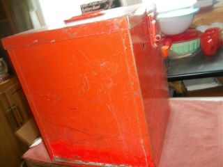 Vintage Industrial Red Metal Storage Box/Bin Large Size 2