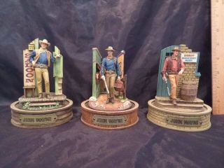 3 Franklin John Wayne Hand Painted Sculptures Limited Edition 4 1/2 " Tall