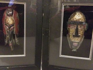 Tribal Art Face Decorative Shadow Box 3d Black Wood Framed Set