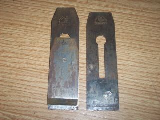 Vintage Auburn Tool Co.  Wood Plane Blades 2 " X 7 - 1/4  & 2 - 1/8 " X 7 - 1/4 "