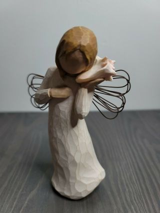 2004 Demdaco Willow Tree “thinking Of You” Angel Figurine With Sea Shell