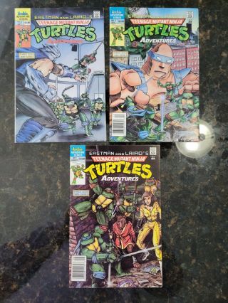1988 Teenage Mutant Ninja Turtles Adventures 1,  2,  3 Newsstand 1st Krang,  Bebop