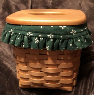 Longaberger 1998 Tissue Box Basket With Lid Tall Square Liner/ Protector