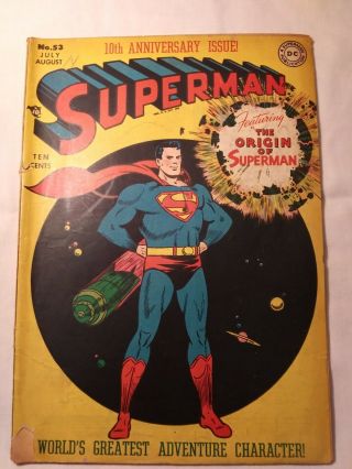 Superman 53 1948 " Fair " Origin Of Superman Comic Book