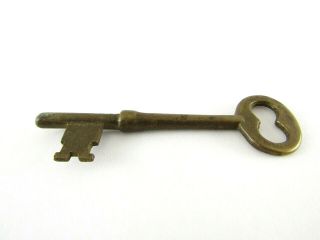 Vintage Brass Solid Barrel Antique Skeleton Key Approx 3 " Long