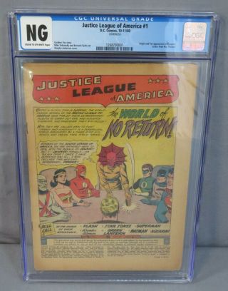 Justice League Of America 1 (despero 1st App) Cgc Ng Coverless Dc Comics 1960