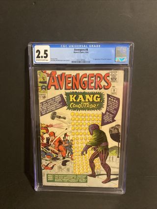 Avengers 8 (cgc 2.  5 Oww Pgs; 1st App.  Kang The Conqueror; Kirby; 1964