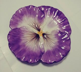 Fritz and Floyd Pansy Plate Purple Floral Decorative Collectible Wall Hanging 2