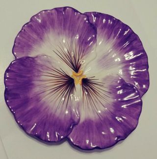 Fritz and Floyd Pansy Plate Purple Floral Decorative Collectible Wall Hanging 3