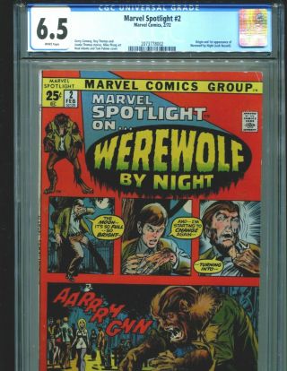 Marvel Spotlight 2 Cgc 6.  5 White Pgs 1st Werewolf By Night Marvel Comics 1972