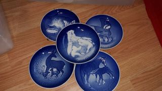 5 Royal Copenhagen Mors Dag Mothers Day Blue Animal Plates