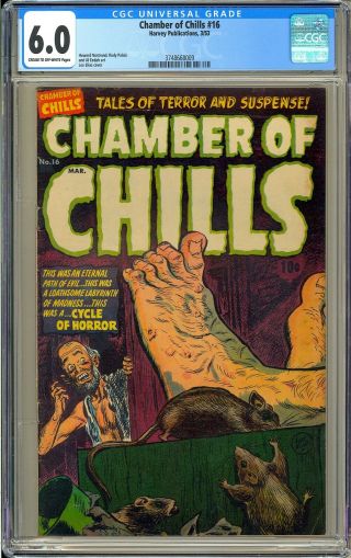 Chamber Of Chills 16 Pre - Code Horror Golden Age Harvey Comic 1953 Cgc 6.  0