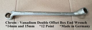Guc Chrom - Vanadium Double Offset Box End Wrench 14mm & 15mm 12 Point Germany