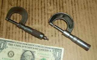 Vintage 2 Micrometer,  Old Machinist Tool,  Jtslocomb 0 To 1 ",  Brown & Sharp Usa 13,