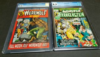 Werewolf By Night 1 Cgc 8.  0 Frankenstein 1 Cgc 8.  5 Both With White Pages