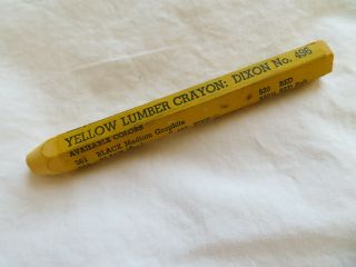 Vintage Joseph Dixon Crucible Co No 496 Yellow Lumber Crayon Lead Chromate 4.  5 "
