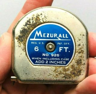 Vintage Lufkin Mezurall 6 Foot Tape Measure No.  926 Tape Ruler Saginaw,  Mi Rc