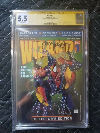 Wizard The Guide To Comics 1 Gcg 5.  5 Sign By Todd Mcfarlane,  Spider - Man Cover