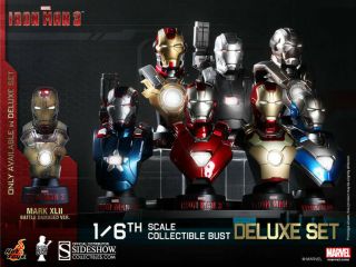 Iron Man 3 4.  5 Inch Bust Statue 1/6 Scale - Set Of 8 Hot Toys
