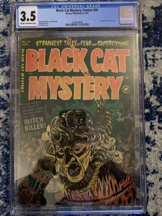Black Cat Mystery Comics 39 - Cgc 3.  5 - Cr/ow - Hanging Cvr