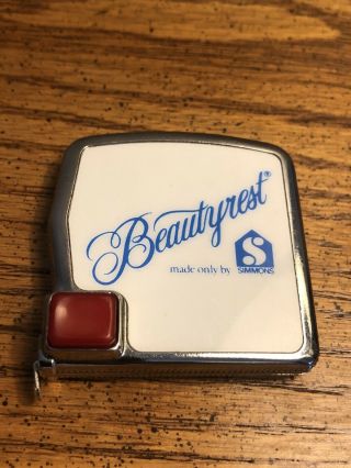 Vintage Beautyrest Pocket Tape Measure Made By Simmons 2” Metal Heavy