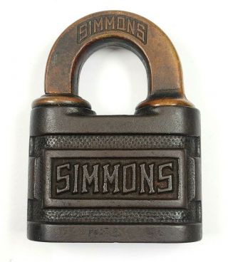 Vintage Simmons - Brass Padlock - Lock No Key Usa