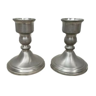 Vintage Pewter Candle Holders By Web 5 Inch Tall Weighted 4 " Round Bottom