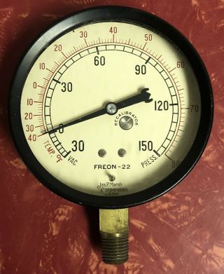 Vintage Jas.  P.  Marsh Freon - 22 Pressure Gauge Made In Usa