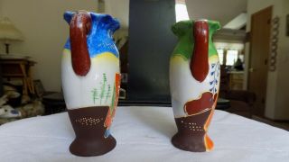 2 Vintage Mini Vases Made in Occupied Japan Hand painted Porcelain Moriage Style 2