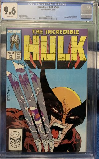 Incredible Hulk 340 Marvel Comics 1988 Cgc 9.  6 Hulk Vs Wolverine