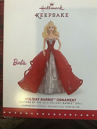 Hallmark Keepsake Ornament 2015 Holiday Barbie 1st In Series Nib
