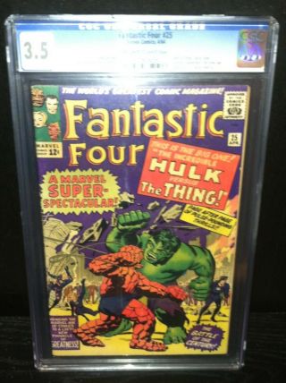 1964 FANTASTIC FOUR 25 CGC 3.  5 OFF WHITE PAGES 2ND SILVER AGE CAPTAIN AMERICA 2