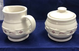 Longaberger Woven Traditions Classic Red Cream & Sugar Set