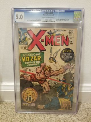 X - Men 10 Cgc 5.  0 1st Silver Age Ka - Zar 1st App Savage Land 1965
