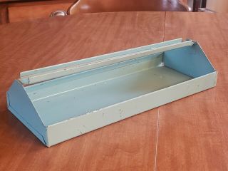 Vintage Aqua Aluminum Tool Caddy Tray Box Tote With Handle
