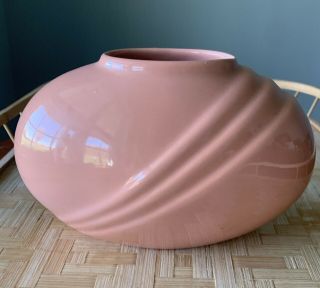Vintage Art Deco Pink/coral Ceramic Pottery Vase Planter