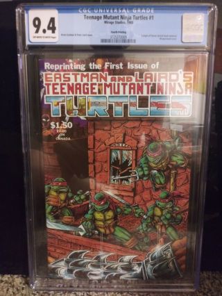 Teenage Mutant Ninja Turtles 1 4th Print 1985 9.  4 Cgc