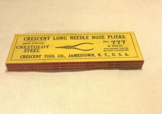 Vintage Crescent Tool Co 777 Needle Nose Pliers Box Only
