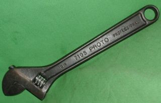 Vintage 10 " Proto Professional 710 - S Adjustable Wrench Usa Forged Alloy 250 Mm