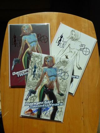 Danger Girl Bundle,  3 Comic Set,  Gallery Edition Hard Cover Book,  All Signed